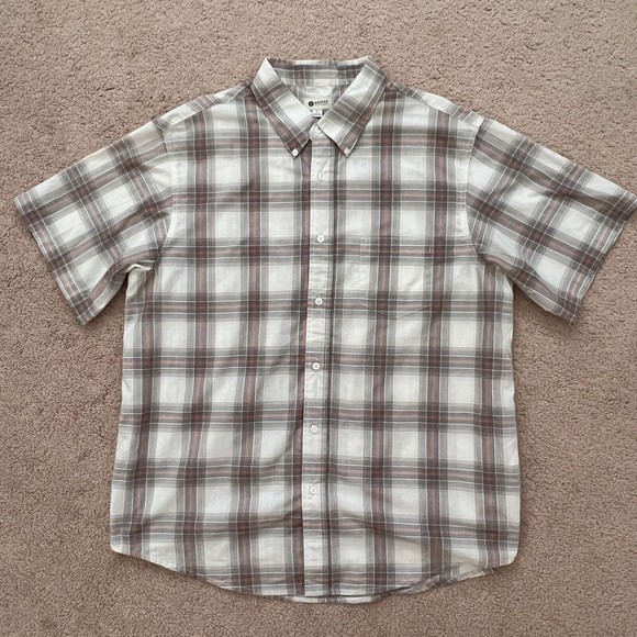 Haggar Shirts Haggar Mens Size Xl Gray Plaid Button Down Short Sleeve Collared Shirt White